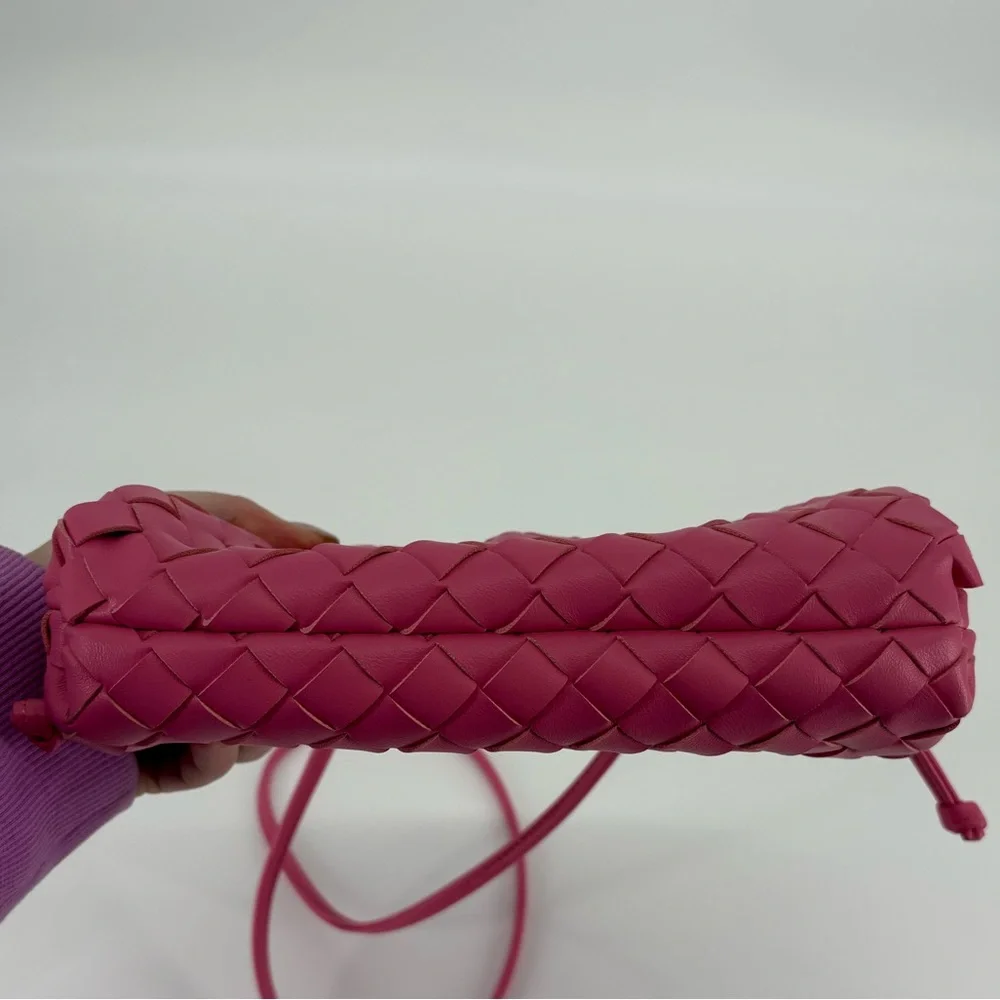 Bottega Veneta The Pouch Mini Intrecciato Leather Crossbody Clutch Pink